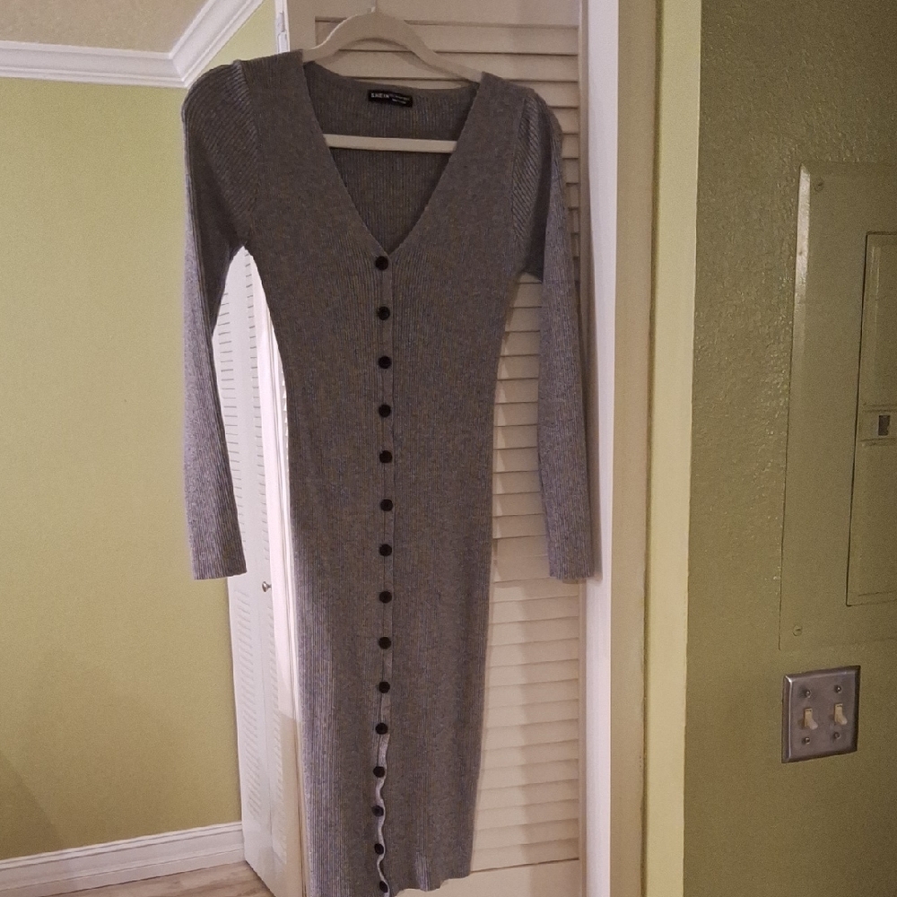 SHEIN Gray Ribbed Knit Top